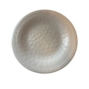 Real Simple Melamine Dinner Plates Ivory Beaded Rim Textured‎ Set 10 1/2"